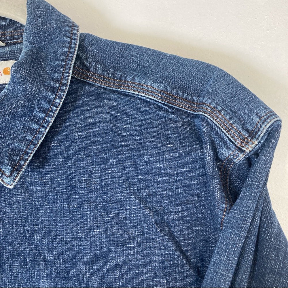 Carthartt Shirt Men's XL Relaxed Fit Blue Denim Cottagecore Workwear Western - Picture 11 of 16